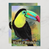 Carte d'anniversaire Toco Toucan Exotic Tropical (Devant / Derrière)