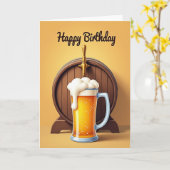Carte d'anniversaire Tonneau Rustique (Fleur jaune)