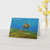 Carte d'anniversaire Tortue de mer (Fleur jaune)
