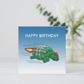 Carte d'anniversaire Tortue Fusée Rapide (Debout devant)