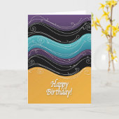 Carte d'anniversaire Tourbillon Violet (Fleur jaune)