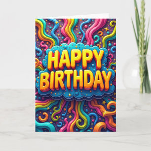 Carte d'anniversaire tourbillonnante vibrante