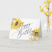 Carte d'anniversaire tournesol à l'aquarelle (Fleur jaune)