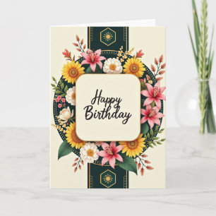 Carte d'anniversaire Tournesol Doré