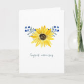 Carte d'anniversaire Tournesol et Fleurs Bleues (Devant)