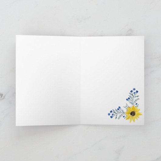 Carte d'anniversaire Tournesol et Fleurs Bleues (Intérieur)
