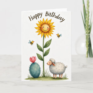 Carte d'anniversaire Tournesol Fantaisiste