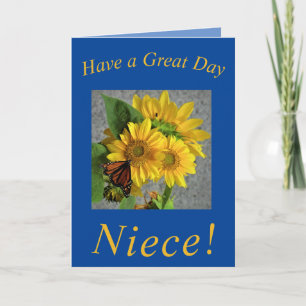 Carte d'anniversaire Tournesols et Papillon pour N
