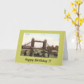 Carte d'anniversaire - Tower Bridge, Londres (Fleur jaune)