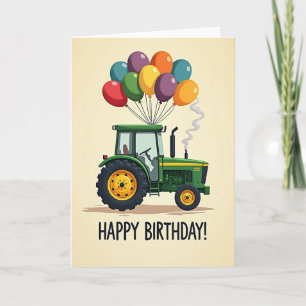 Carte d'anniversaire Tracteur Fantaisiste