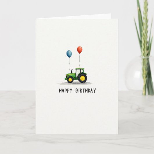 Carte d'anniversaire Tracteur Vert (Devant)