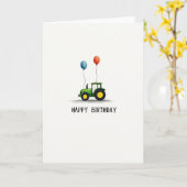 Carte d'anniversaire Tracteur Vert (Fleur jaune)