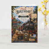 Carte d'anniversaire Train à Vapeur | Chemin de fe (Fleur jaune)