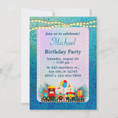 Carte d'anniversaire Train avec des Animaux Mignon (Devant)