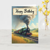 Carte d'anniversaire Train Joyeux (Fleur jaune)