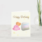 Carte d'anniversaire tranche de gâteau et glace à  (Devant)