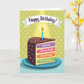 Carte d'anniversaire tranche de gâteau sucré (Fleur jaune)