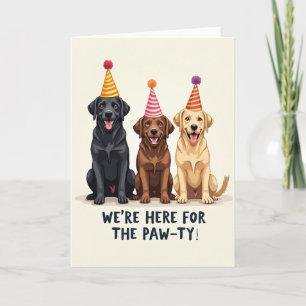 Carte d'anniversaire Trio de chiens festifs