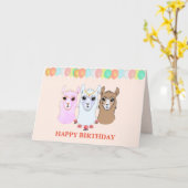 Carte d'anniversaire Trois Llamas (Fleur jaune)