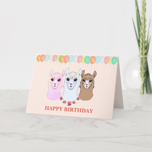 Carte d'anniversaire Trois Llamas (Devant)