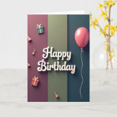 Carte d'anniversaire trois tons (Fleur jaune)