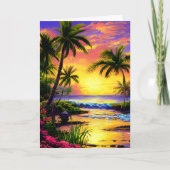 Carte d'anniversaire Tropical Coucher de Soleil (Devant)