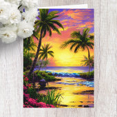 Carte d'anniversaire Tropical Coucher de Soleil