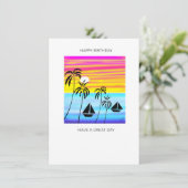 Carte d'anniversaire Tropical Sunset (Debout devant)