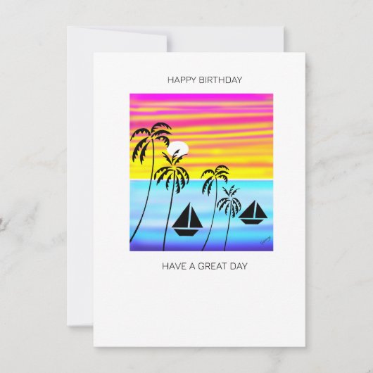 Carte d'anniversaire Tropical Sunset (Devant)