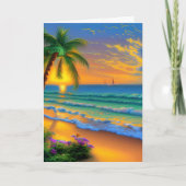 Carte d'anniversaire Tropicale Coucher de Soleil (Devant)