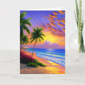 Carte d'anniversaire Tropicale Coucher de Soleil (Devant)
