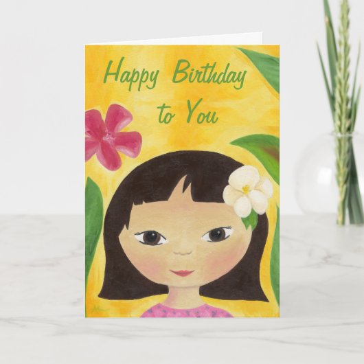 Carte d'anniversaire tropicale de fille (Devant)