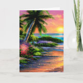 Carte d'anniversaire tropicale Fleur (Devant)