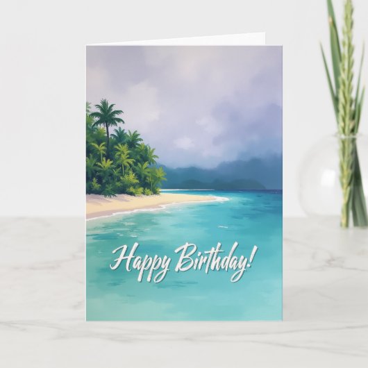 Carte d'anniversaire tropicale paisible (Devant)