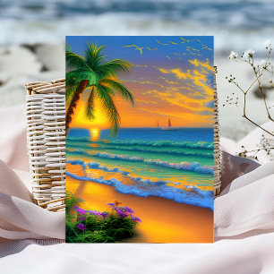 Carte d'anniversaire tropicale personnalisée au co