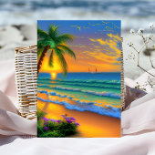 Carte d'Anniversaire Tropicale Sunset personnalisé