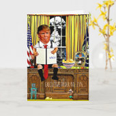 Carte d'anniversaire Trump amusante - Ordre exécut (Fleur jaune)