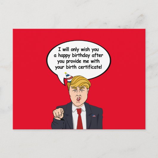 Carte d'anniversaire Trump - Donnez-moi votre nais (Devant)