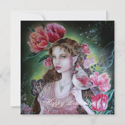 carte d'anniversaire tulipe fée carré (Devant)