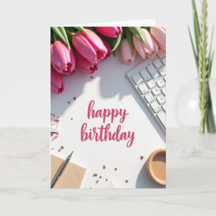 Carte d'anniversaire Tulipe Fuchsia