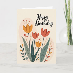 Carte d'anniversaire Tulipe Orange