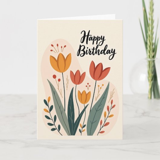 Carte d'anniversaire Tulipe Orange (Devant)