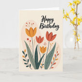 Carte d'anniversaire Tulipe Orange (Fleur jaune)