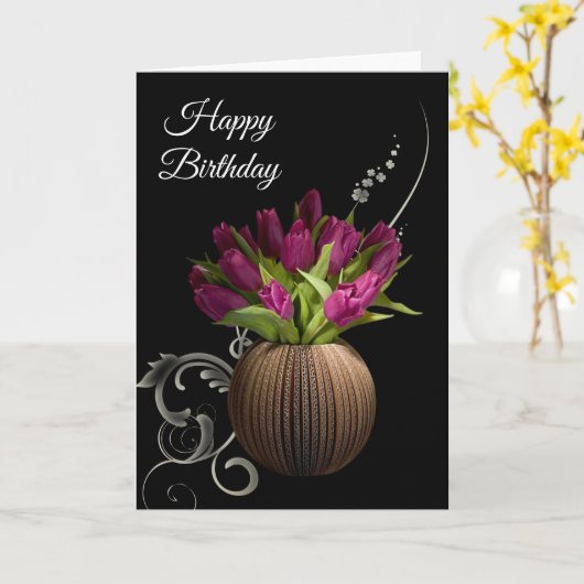 Carte d'anniversaire - Tulipes (Fleur jaune)