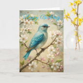 Carte d'Anniversaire Turquoise (Fleur jaune)
