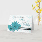 Carte d'anniversaire Turquoise Black Flowers (Fleur jaune)