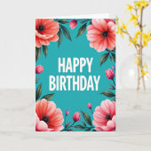 Carte d'anniversaire Turquoise Bloom (Fleur jaune)