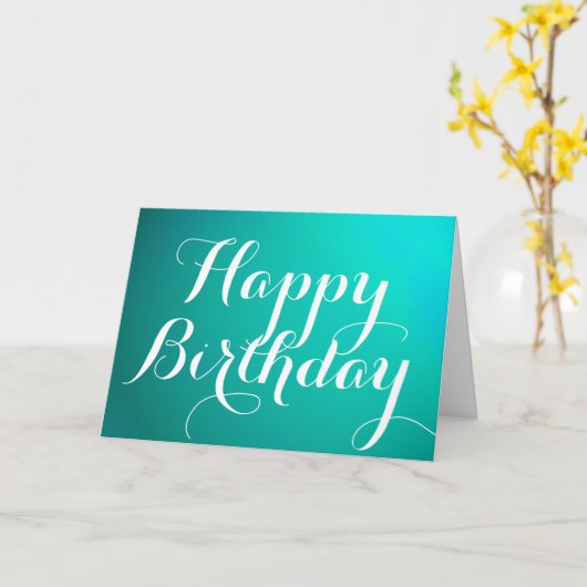 Carte d'anniversaire turquoise Metallic Happy avec (Fleur jaune)