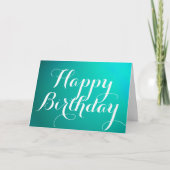 Carte d'anniversaire turquoise Metallic Happy avec (Devant)