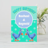 Carte d'anniversaire Twin Caricature oiseau (Debout devant)